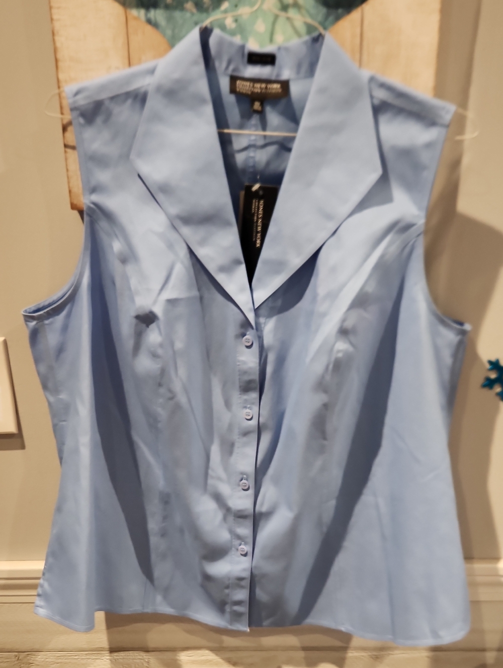 Jones New York Light Blue Sleeveless Button Front Blouse Sz 18W